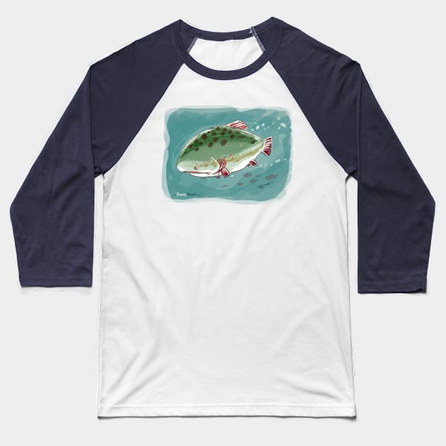 Big Ol' Rainbow Trout Baseball T-Shirt by Dustin Resch